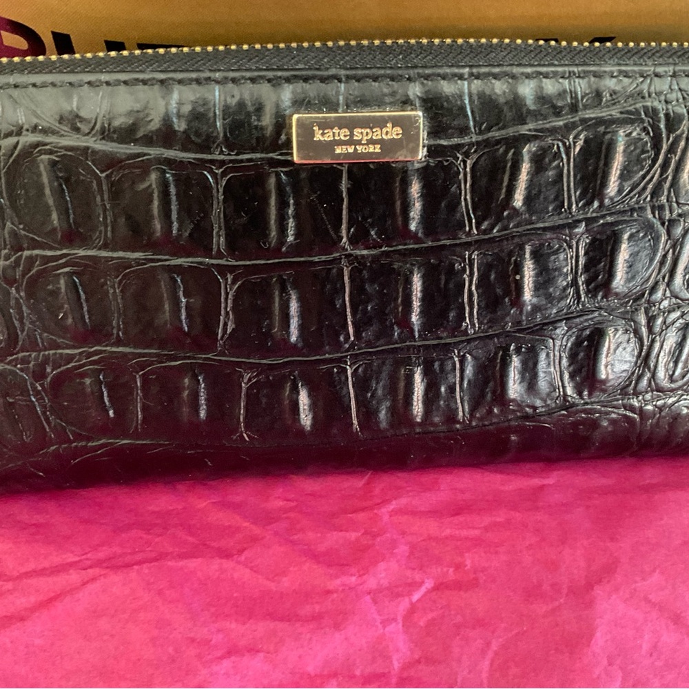 Kate Spade Black Croc Embossed Wallet - Picture 2 of 8